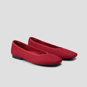 Vivia Red Square Toe Flats - Margot 2.0